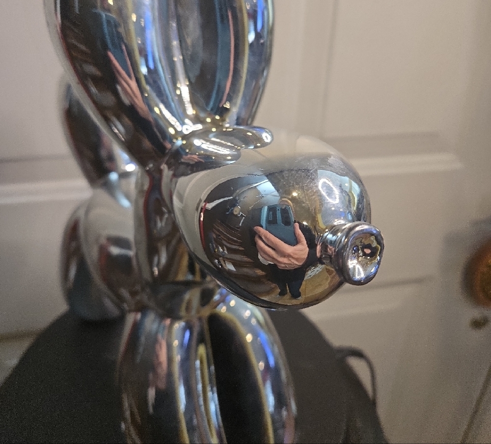 Jeff Koons Style Silver Balloon Dog Sculpture Ceramic Piggy Bank - Picture 7 of 13